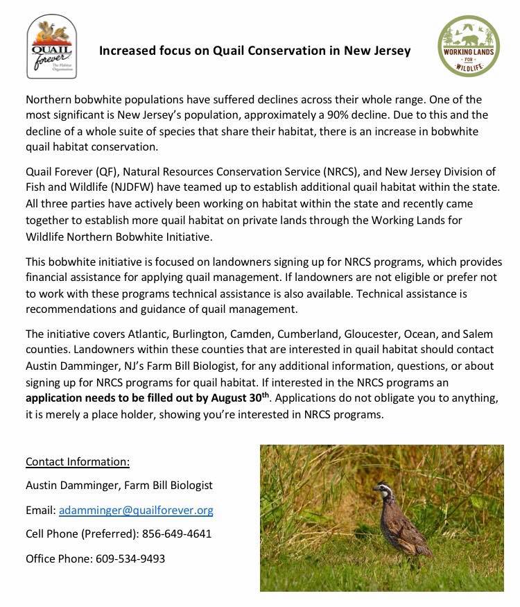 Working Lands for Wildlife habitat Farm Bill grants